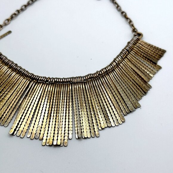 Vintage Boho Two Tone Fringe Tassel Necklace Collar Statement Egyptian Revival - Picture 2 of 7